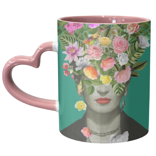 Frida Floral Green - unique mug by Frida Floral Studio