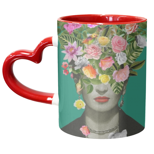 Frida Floral Green - unique mug by Frida Floral Studio