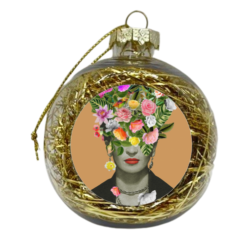 Frida Floral (Orange) - xmas bauble by Frida Floral Studio