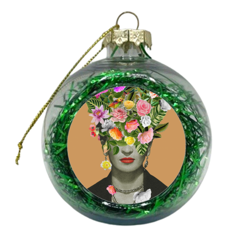 Frida Floral (Orange) - xmas bauble by Frida Floral Studio