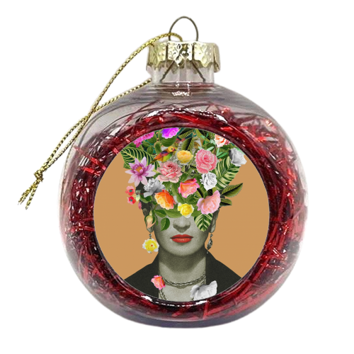 Frida Floral (Orange) - xmas bauble by Frida Floral Studio