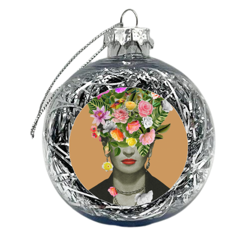 Frida Floral (Orange) - xmas bauble by Frida Floral Studio