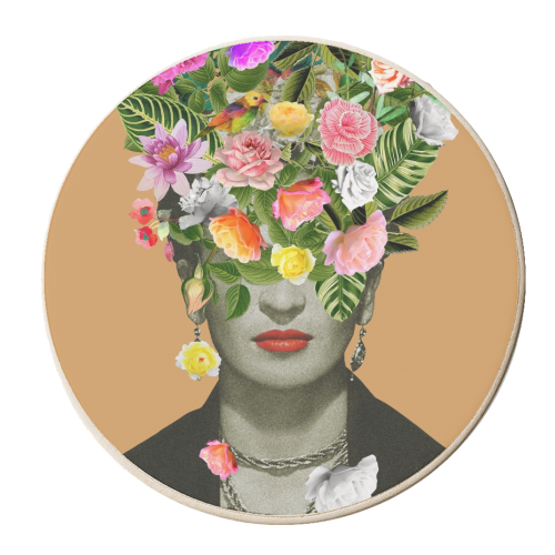 Frida Floral (Orange) - personalised beer coaster by Frida Floral Studio