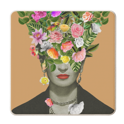 Frida Floral (Orange) - personalised beer coaster by Frida Floral Studio