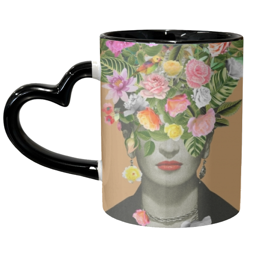 Frida Floral (Orange) - unique mug by Frida Floral Studio