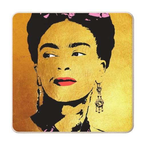 Frida - Gold - personalised beer coaster by Wallace Elizabeth