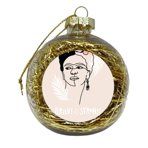 Frida Kahlo Portrait - Brave and Strong - xmas bauble by Dominique Vari
