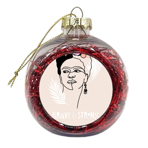 Frida Kahlo Portrait - Brave and Strong - xmas bauble by Dominique Vari