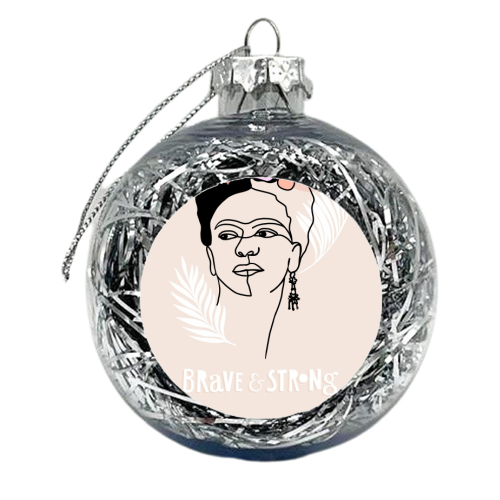Frida Kahlo Portrait - Brave and Strong - xmas bauble by Dominique Vari