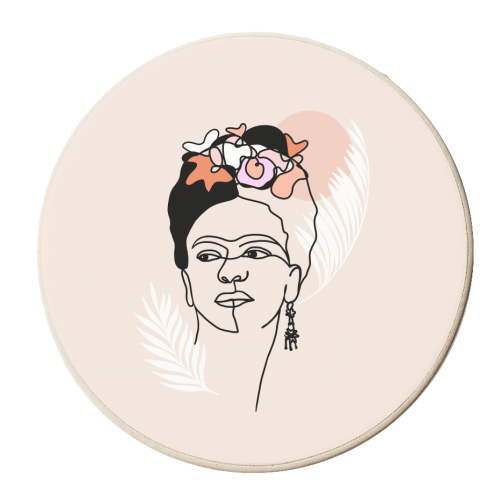 Frida Kahlo Portrait - Brave and Strong - personalised beer coaster by Dominique Vari