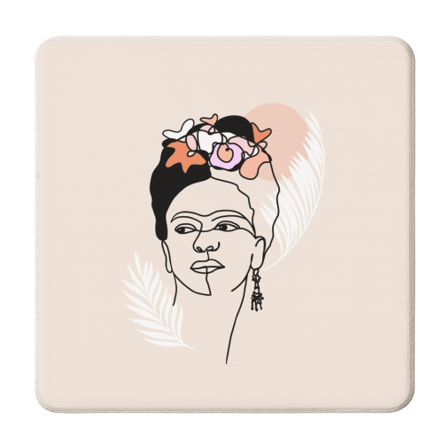 Frida Kahlo Portrait - Brave and Strong - personalised beer coaster by Dominique Vari