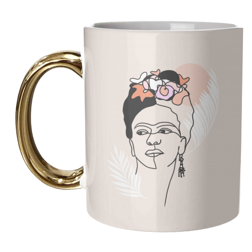 Frida Kahlo Portrait - Brave and Strong - unique mug by Dominique Vari
