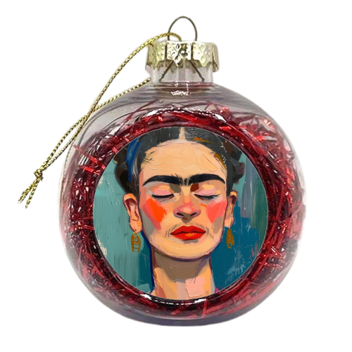 Frida Kahlo with eyes closed - xmas bauble by DejaReve