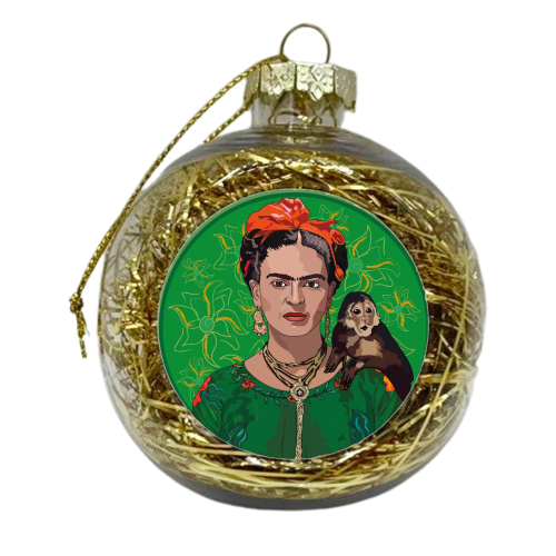 Frida Khalo & Monkey Collection - xmas bauble by Catherine Critchley.