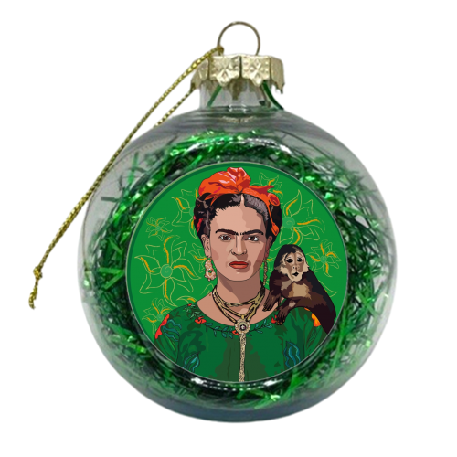 Frida Khalo & Monkey Collection - xmas bauble by Catherine Critchley.
