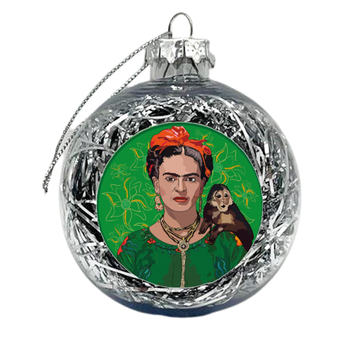 Frida Khalo & Monkey Collection - xmas bauble by Catherine Critchley.