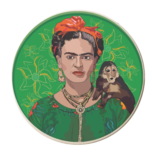 Frida Khalo & Monkey Collection - personalised beer coaster by Catherine Critchley.