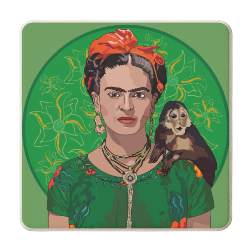 Frida Khalo & Monkey Collection - personalised beer coaster by Catherine Critchley.