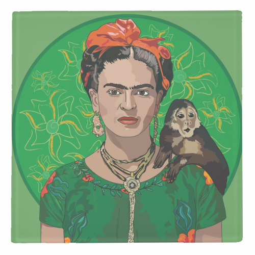 Frida Khalo & Monkey Collection - personalised beer coaster by Catherine Critchley.