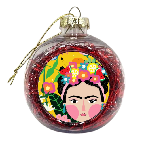 FRIDA LOVES FLOWERS - xmas bauble by Nichola Cowdery