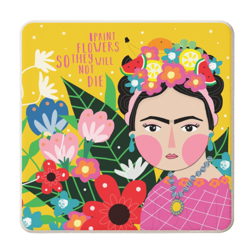 FRIDA LOVES FLOWERS - personalised beer coaster by Nichola Cowdery
