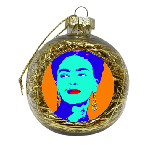Frida - Orange & Blue - xmas bauble by Wallace Elizabeth