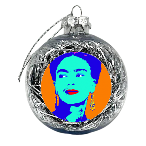Frida - Orange & Blue - xmas bauble by Wallace Elizabeth