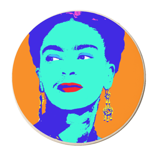 Frida - Orange & Blue - personalised beer coaster by Wallace Elizabeth