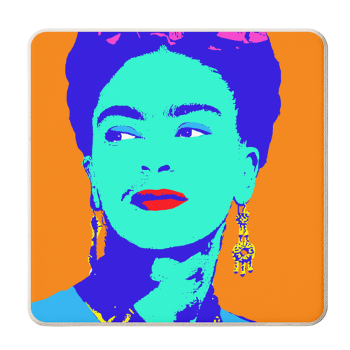 Frida - Orange & Blue - personalised beer coaster by Wallace Elizabeth