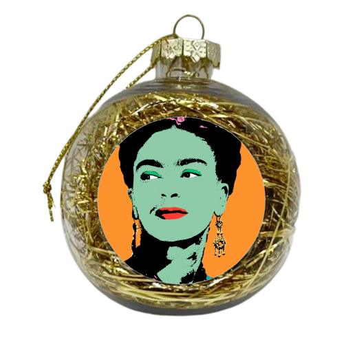 Frida - Orange, Green & Pink - xmas bauble by Wallace Elizabeth