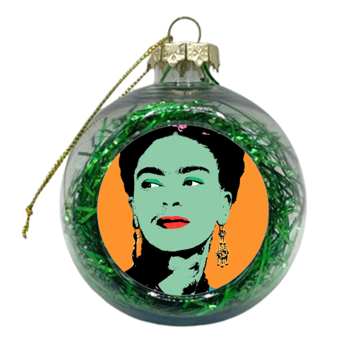 Frida - Orange, Green & Pink - xmas bauble by Wallace Elizabeth