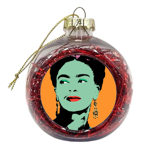 Frida - Orange, Green & Pink - xmas bauble by Wallace Elizabeth
