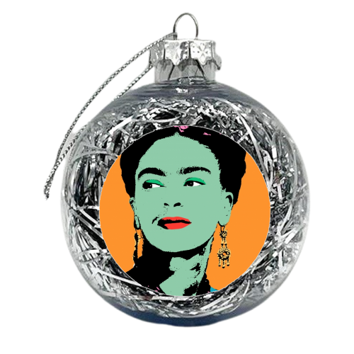 Frida - Orange, Green & Pink - xmas bauble by Wallace Elizabeth