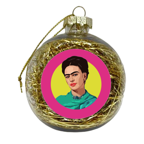 FRIDA PINK - xmas bauble by DOLLY WOLFE