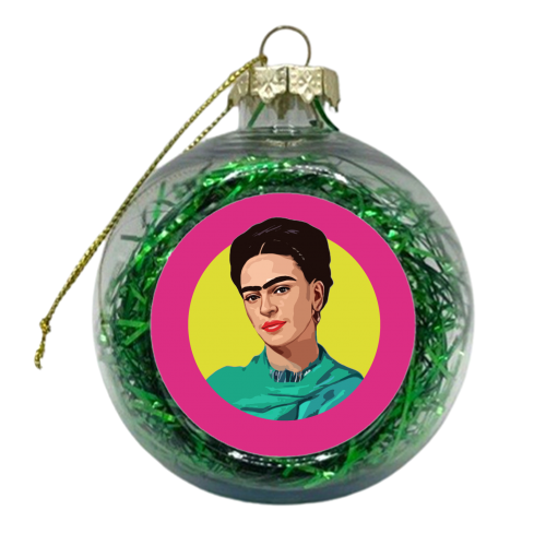 FRIDA PINK - xmas bauble by DOLLY WOLFE