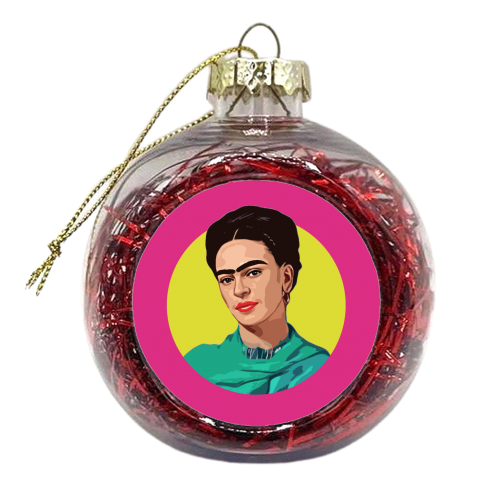 FRIDA PINK - xmas bauble by DOLLY WOLFE
