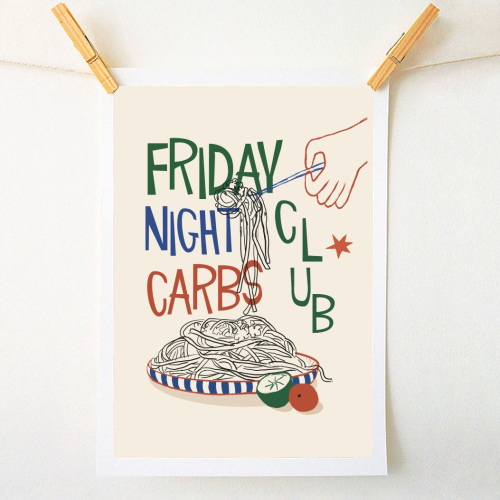 Friday Night Carbs Club - A1 - A4 art print by Giddy Kipper