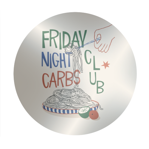 Friday Night Carbs Club - Circle Sticker by Giddy Kipper