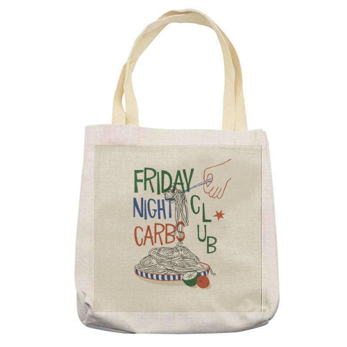 Friday Night Carbs Club - printed canvas tote bag by Giddy Kipper