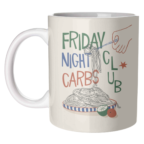 Friday Night Carbs Club - unique mug by Giddy Kipper
