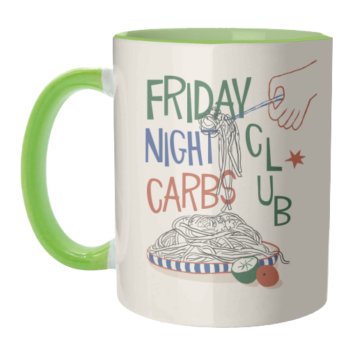 Friday Night Carbs Club - unique mug by Giddy Kipper