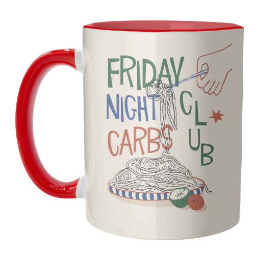 Friday Night Carbs Club - unique mug by Giddy Kipper