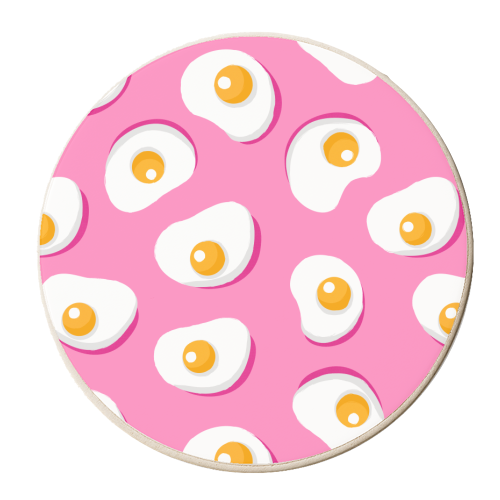 Fried Eggs On Hot Pink - personalised beer coaster by Ania Wieclaw
