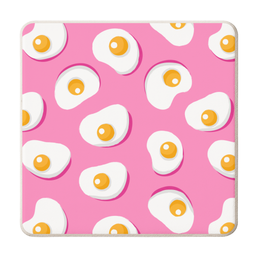 Fried Eggs On Hot Pink - personalised beer coaster by Ania Wieclaw