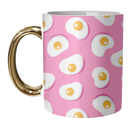 Fried Eggs On Hot Pink - unique mug by Ania Wieclaw