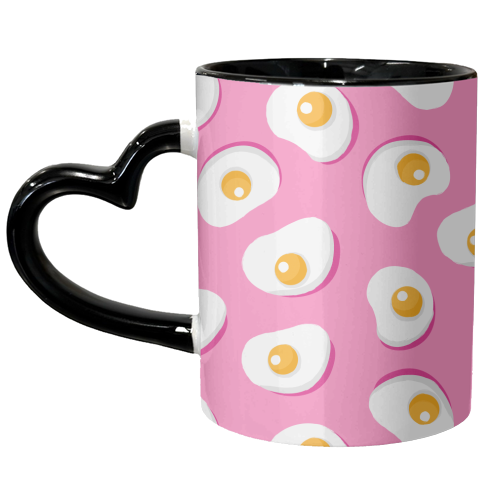 Fried Eggs On Hot Pink - unique mug by Ania Wieclaw