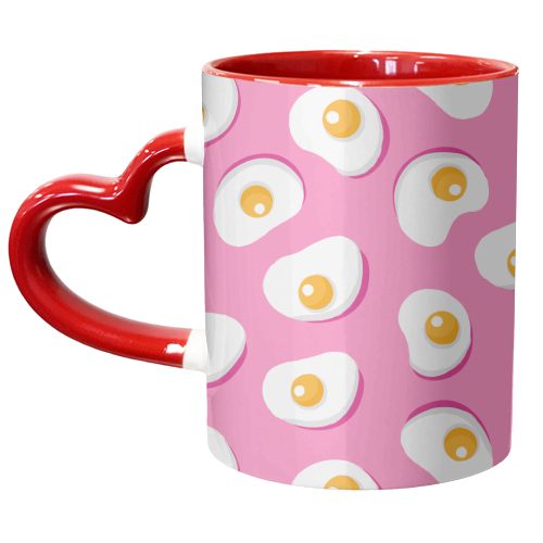 Fried Eggs On Hot Pink - unique mug by Ania Wieclaw