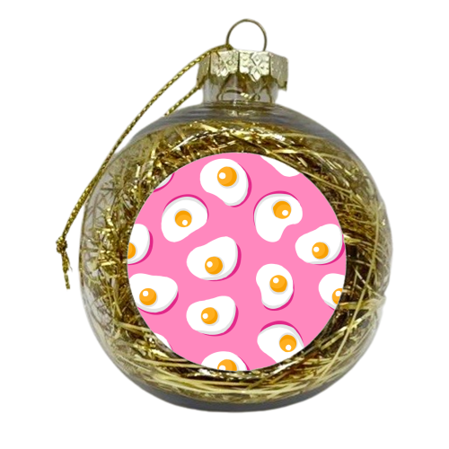 Fried Eggs On Hot Pink - xmas bauble by Ania Wieclaw