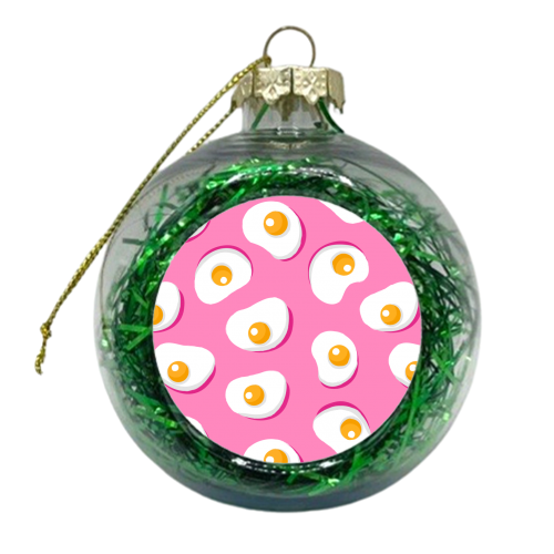Fried Eggs On Hot Pink - xmas bauble by Ania Wieclaw