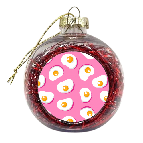 Fried Eggs On Hot Pink - xmas bauble by Ania Wieclaw